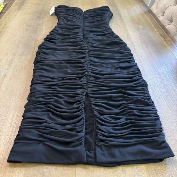 Dress The Population Ruched Strapless Midi Dress Medium Bodycon Black - Picture 9 of 16